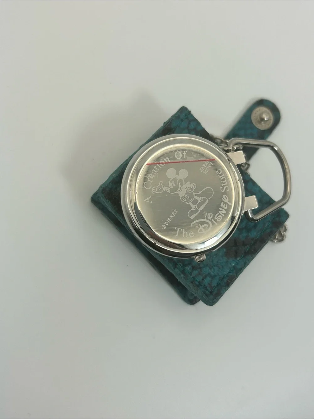 Disney Mickey Mouse Pocket Watch Teal Textured Pouch 1.5